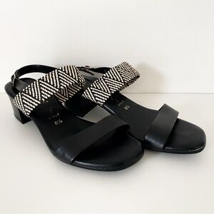 Italian Shoemakers, Made in Italy, Infamous Heeled Black Sandals, Size 8.5